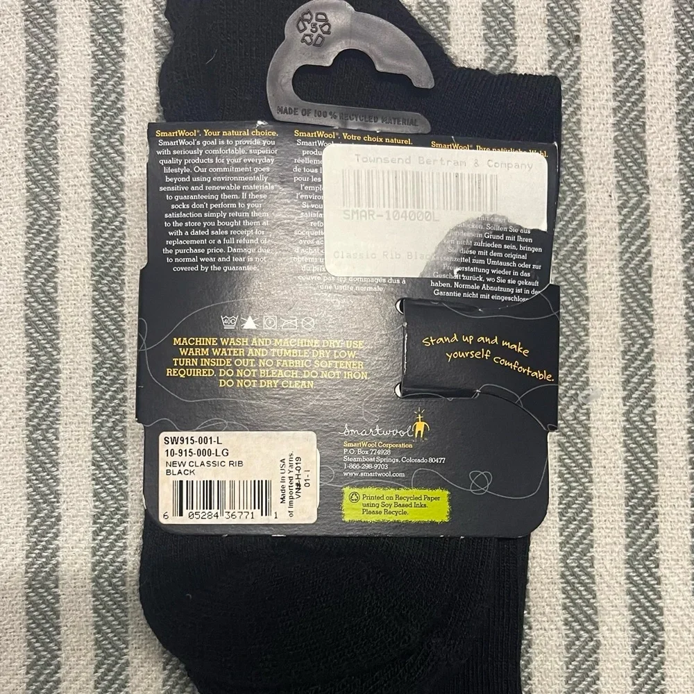 Smartwool Black New Classic Rib Everyday Wool Crew Socks‎